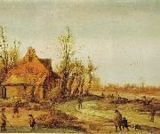 Esaias Van de Velde A Winter Landscape oil painting on canvas